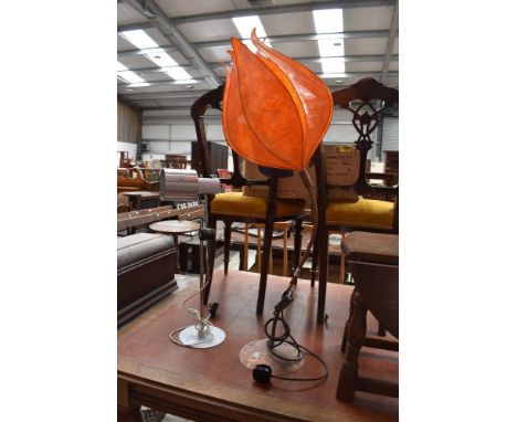 Two vintage lamps including Physalis style on copper base