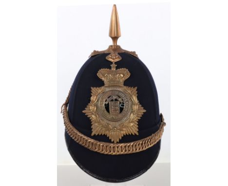Other Ranks Blue Cloth Helmet Badged to the Royal Guernsey Light Infantry, blue cloth body cork other ranks home service helm