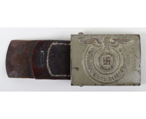 WW2 German Waffen-SS Belt Buckle, good example of a combat worn steel enlisted ranks belt buckle for an other ranks in the Wa