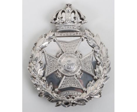 Victorian Rifle Brigade Officers Cross Belt Plate, fine example of a silvered (not hallmarked) cross belt plate with crowned 