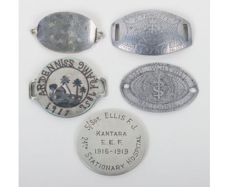 5x WW1 Royal Army Medical Corps Identity Discs, an interesting selection mostly relating to men of the RAMC who served in the