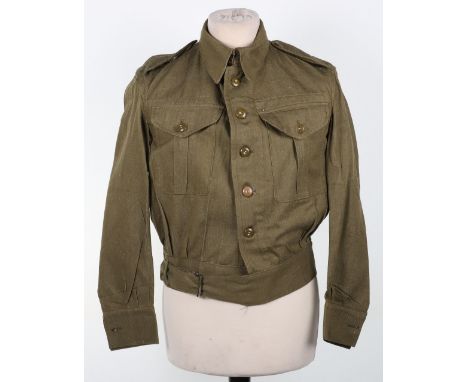 WW2 Denim Battle Dress Blouse, mint un-issued denim pattern battle dress blouse with removable buttons. Interior with its ori