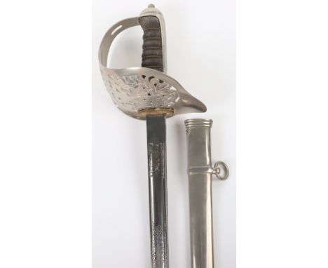 British 1897 Pattern Infantry Officers Sword, regulation blade etched and polished with crowned royal arms, GRI ciphers and s