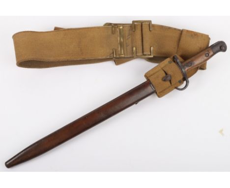 WW1 Grenadier Guards Regimentally Marked 1907 Hook Quillon Bayonet and Owner 08 Pattern Waist Belt, very nice example of a ea
