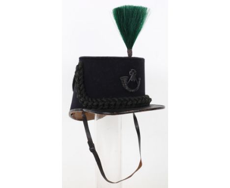 Victorian Cameronians (Scottish Rifles) Shako, good example of the green cloth bodied shako with blackened brass strung bugle