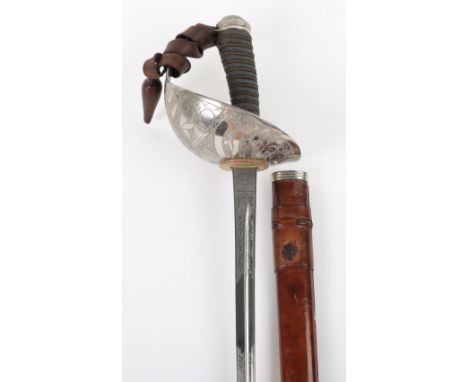 Good British 1912 Pattern Cavalry Officers Sword, regulation blade by Wilkinson’s, etched and polished with crowned GRI ciphe