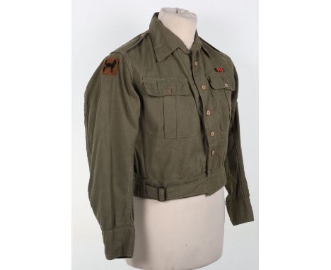 WW2 Far East 17th Indian Division Jungle Pattern Battle Dress Blouse, fine example with crude theatre made formation signs fo