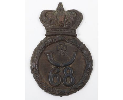 Crimean War Period Victorian Albert Pattern Shako Plate 68th (Durham) Regiment of Foot, good example of an excavated shako pl