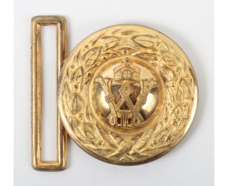 Imperial German Baden &amp; Oldenburg Officers Belt Buckle, gilt metal officers belt buckle with squared crown over Wilhelm I