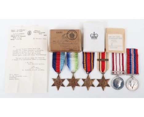 WW2 Royal Navy Campaign &amp; Minesweeping Operations Medal Group of Six, consisting of 1939-45 star, Atlantic star, Africa s