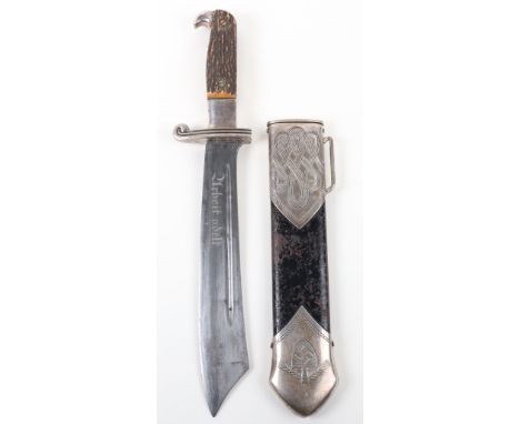 Third Reich RAD Labour Service Dagger by Solinger Axt und Hauerfabrik, fine example with two piece stag horn grips, much of t