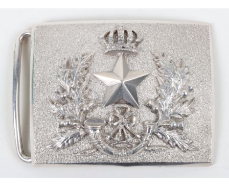 Hallmarked Silver Cameronians (Scottish Rifles) Officers Waist Belt Clasp, fine rectangular example with hallmarks for Birmin