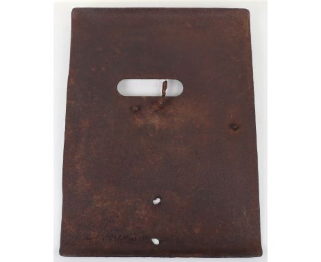WW1 German Trench Shield, battlefield recovered rectangular armoured steel shield as used to protect snipers and sentries on 