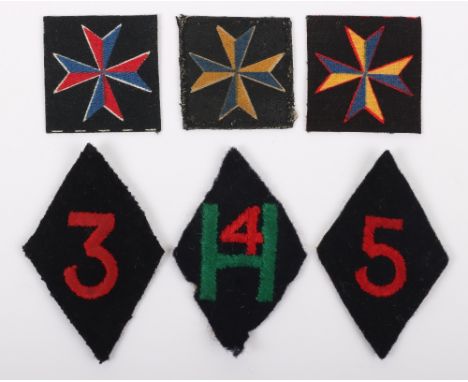 Royal Artillery Cloth Formation Signs, consisting of embroidered 33rd field regiment RA, 76th field regiment RA, 20th Anti-Ta