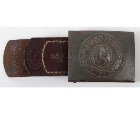 German Marine Marked Coastal Artillery Belt Buckle, scarce example of an olive drab finished German army pattern belt buckle,