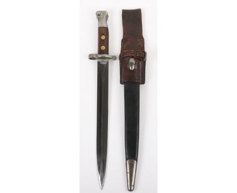 Victorian British Lee Metford Bayonet, fine example with two piece wooden slab grips secured by brass rivets and oil cleaning