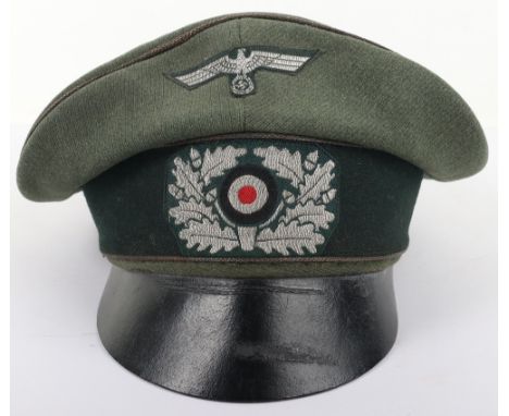 WW2 German Army Generals Crusher Cap, fine quality officers crusher cap in fine quality field grey cloth with gold bullion pi