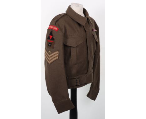 WW2 Battle Dress Blouse of East Yorkshire Regiment Distinguished Conduct Medal Winner, Australian made war economy battle dre