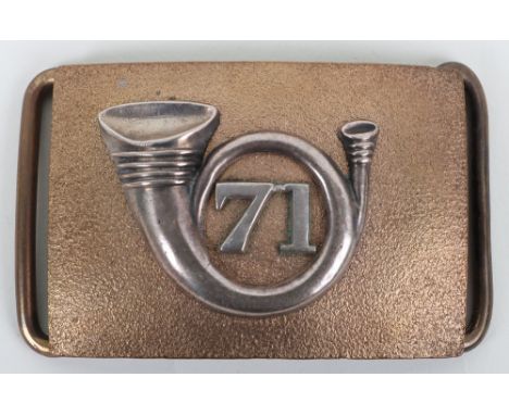 Victorian 71st Highland Light Infantry Officers Dirk Belt Clasp, small rectangular seeded belt clasp with silvered French hor