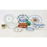 Two boxes of various decorative and household ceramics to include a Yixing Chinese terracotta tea