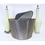 Pair of modern green glass table lamps (2)  Condition ReportSome marking and wear to metal parts.