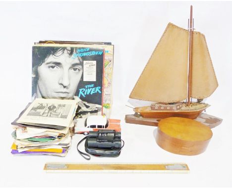 Two boxes of various toy cars and LPs&nbsp;to include LPs by Bruce Springsteen, Not the Nine O Clock News, The Who, etc&nbsp;