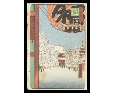 Utagawa Hiroshige (Japanese, 1797-1858). Woodblock print on paper titled "Kinryusan Temple at Asakusa" from the series "One H