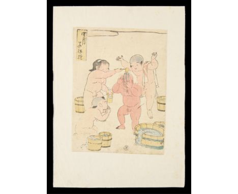 Katsukawa Shun'ei (Japanese, 1762-1819). Woodblock print titled "Shigatsu (The Fourth Month)," from the series "Kodomo asobi 