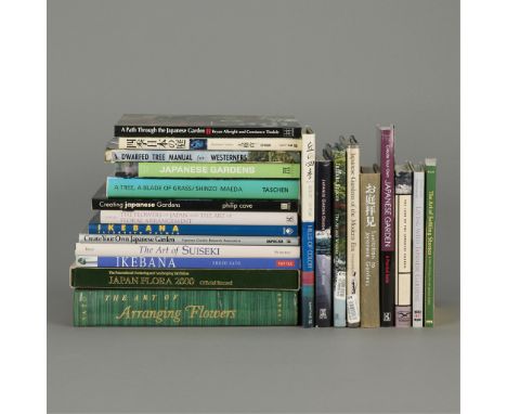 Group of 17 contemporary and vintage books about Japanese gardening and floral arrangement, 20th-21st century. Including: Jos