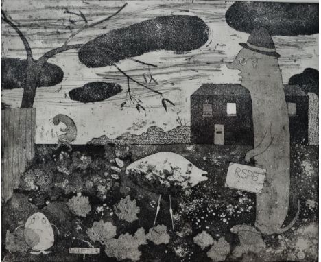 Jennifer BROWN (British 1925-2008),  What Seems to be the Trouble,  Etching,  Signed, titled and dated '89 lower edge,  Frame