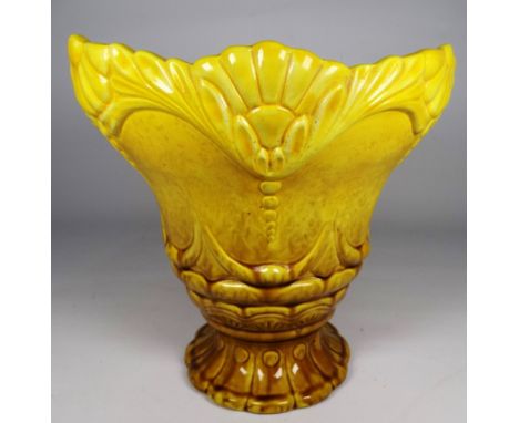 A late 19th century Ault Pottery jardinière - with a graduated speckled yellow glaze, height 22cm.