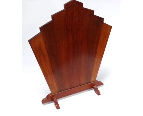 An Art Deco walnut 'Sunburst' fire screen - height 69cm.