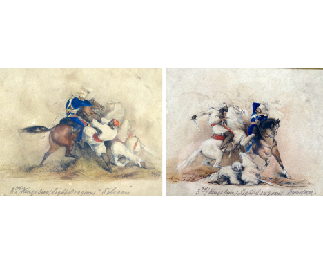 F.C.S. (19th Century British School) 3rd King's Own Light Dragoons, Moodkee Watercolour Signed with initials lower right Fram