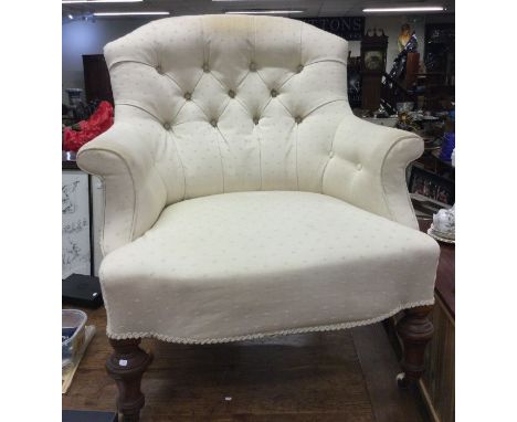 A Victorian button back nursing chair.