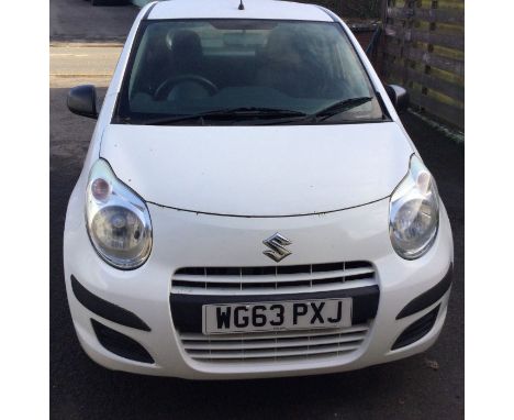 A Suzuki Alto Manual hatchback car in white. PETROL. 996 cc. 2014. Approx. 17860 miles. Registration WG63 PXJ. No MOT. (Decea