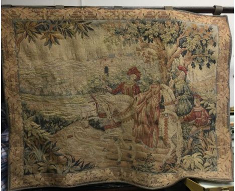 A large tapestry on matching pole.
