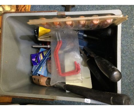 A box containing various tools.