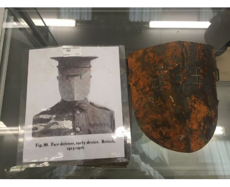 A WWI metal face mask, 1915-1916 British Army