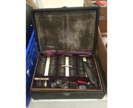 A WWII Field Army optician's eye test optics set