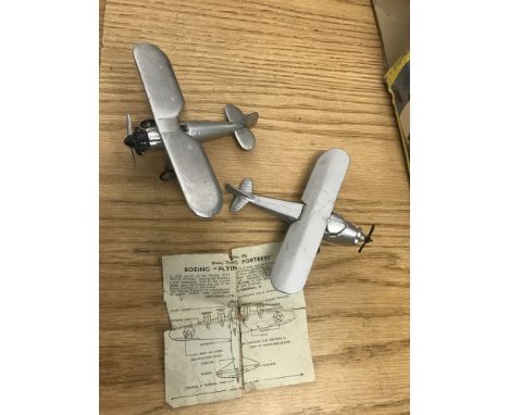 Two diecast biplanes and Dinky B17 with leaflet