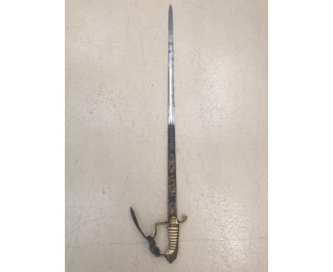 A rare original Royal Navy Officer's sword with history of Nelson and Battle of Trafalgar with part scabbard and full naval h