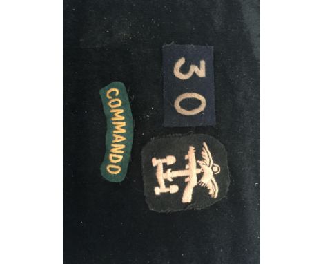 Three rare 30 commando British cloth patch shoulder titles D-Day