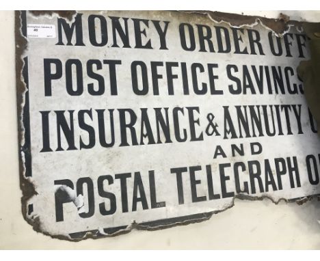 A large original enamel Post Office sign
