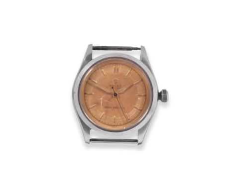 A Stainless Steel Centre Seconds Wristwatch, signed Rolex, Oyster, Shock-Resisting, ref: 6282, circa 1952, lever movement num
