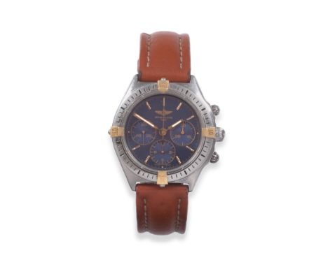 A Stainless Steel Chronograph Wristwatch, signed Breitling, circa 1995, (calibre 1873) lever movement numbered 4430767, blue 