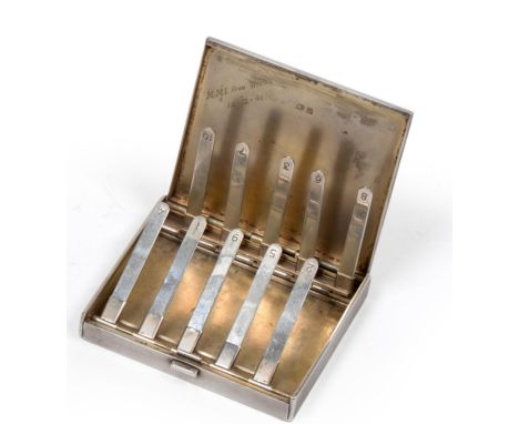 A George VI Silver Butt Marker, maker's mark DRH, Birmingham 1938, the rectangular case with engine turned decoration, the hi