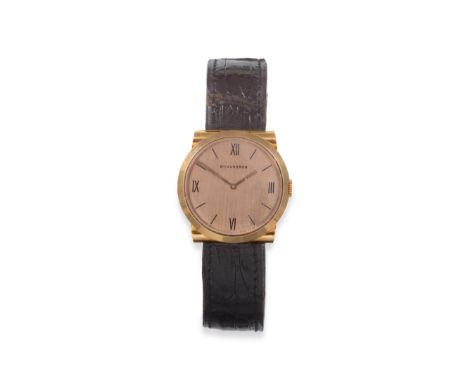 An Unusual 18ct Gold Wristwatch with Hooded Lugs, retailed by Boucheron, Paris, circa 1956, (calibre 244) lever movement sign