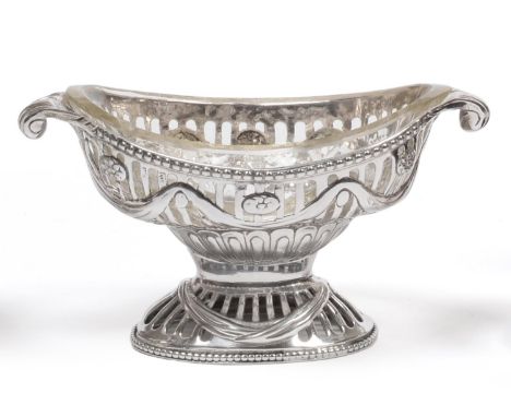 A Matched Set of Six George III Neo-Classical Silver Salts, Robert Hennell, four London 1776, two London 1791, navette shaped
