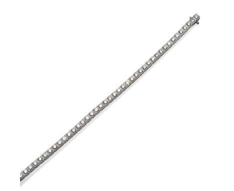 A Diamond Line Bracelet, round brilliant cut diamonds in white claw squared settings, total estimated diamond weight 5.00 car