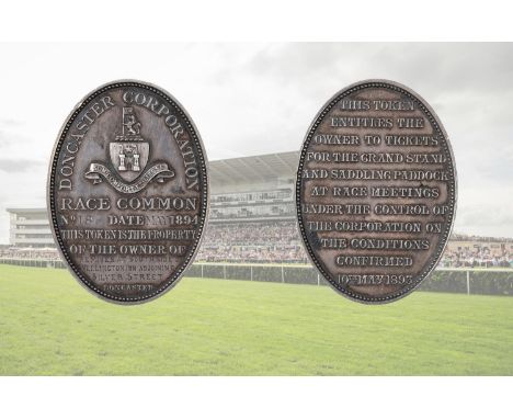 A Doncaster Racecourse Silver Token, oval, inscribed to the front Doncaster Corporation Race Common, No18, Date May 1894, Thi